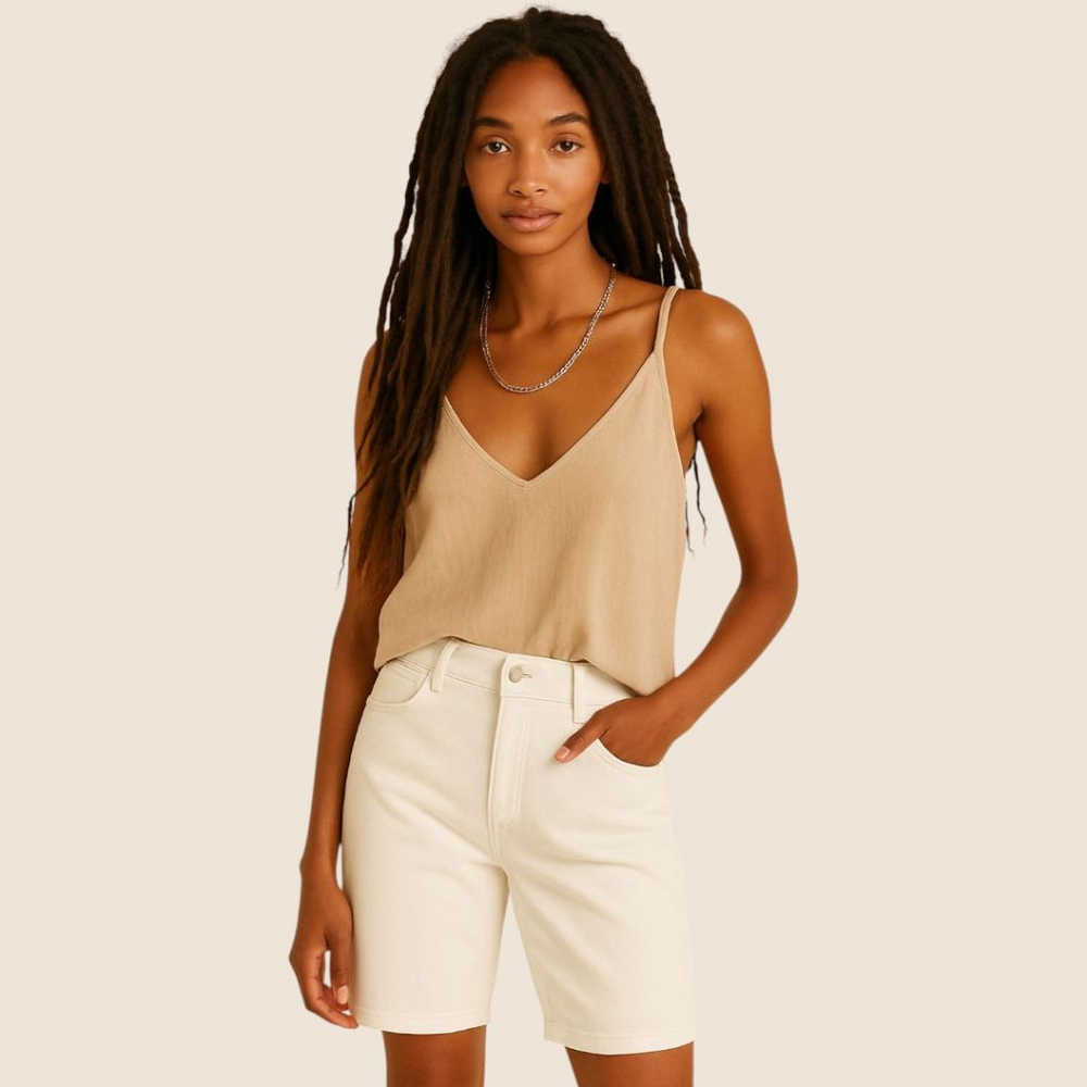 We The Free White Bermuda Denim Short 29 | Laidback Free People Style Button Fly